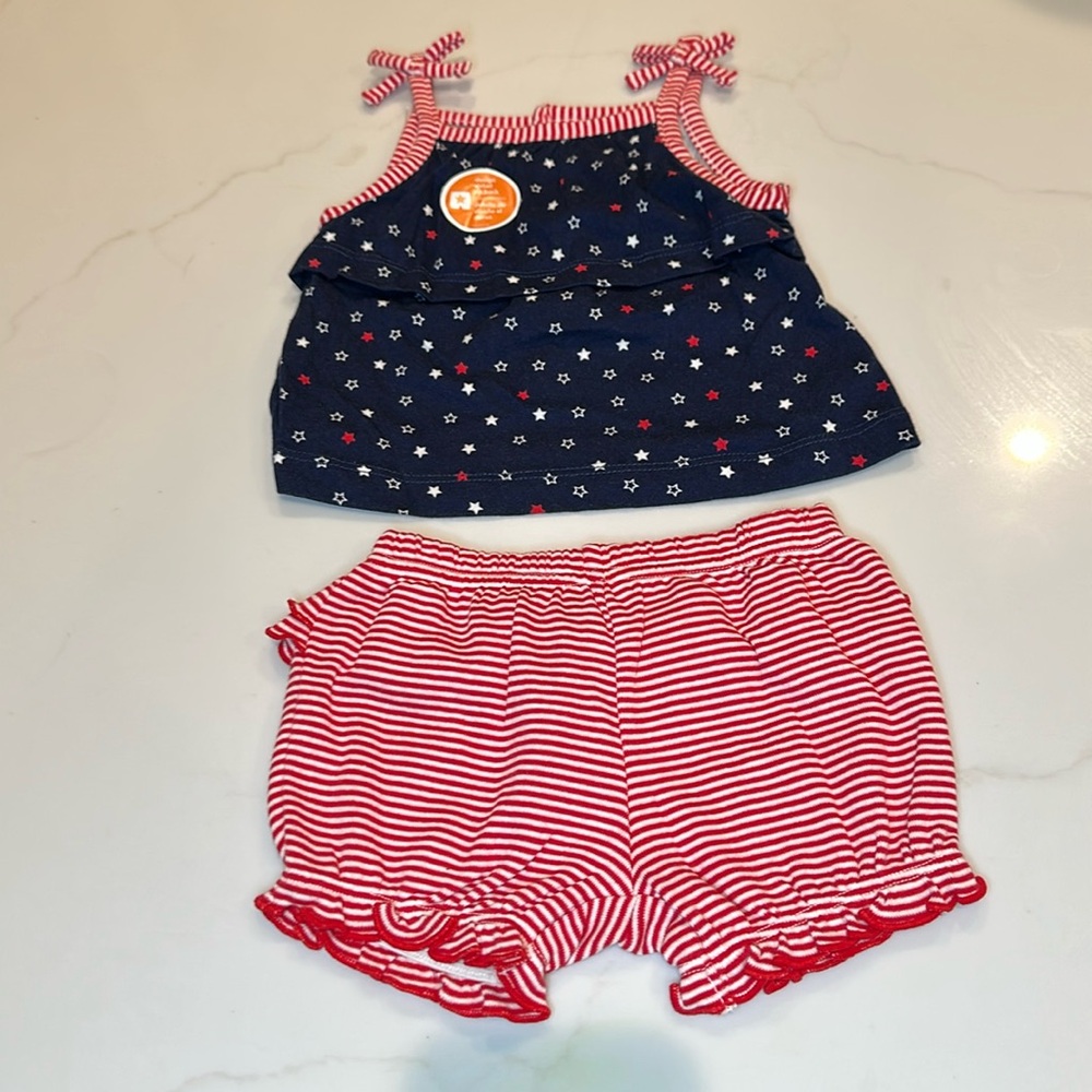 Carter’s Baby Set Red, White, Blue Tank & Shorts & Patriotic Onesie Size 3M